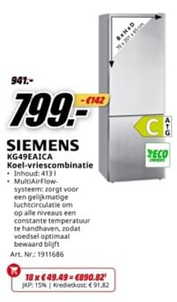 Siemens kg49eaica koel-vriescombinatie-Siemens