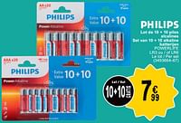Lot de 10 + 10 piles alcalines set van 10 + 10 alkaline batterijen powerlife-Philips