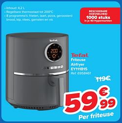 Tefal friteuse airfryer ey111b15