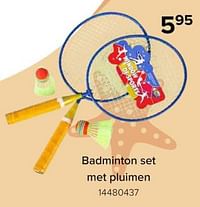 Badminton set met pluimen-Huismerk - Euroshop