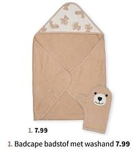 Badcape badstof met washand-Huismerk - Wibra