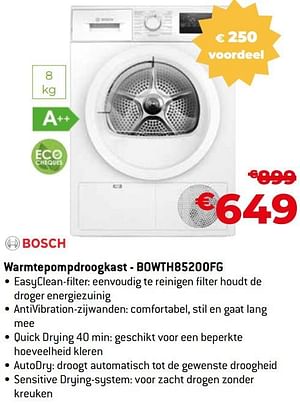 Bosch warmtepompdroogkast - bowth85200fg