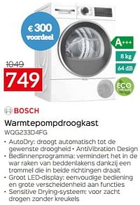 Bosch warmtepompdroogkast wqg233d4fg-Bosch