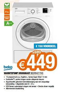 Beko warmtepomp droogkast bedf8421txo-Beko