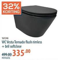 Wc vesta tornado flush rimless + bril softclose-Huismerk - Cevo