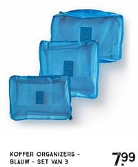 Koffer organizers - blauw - set van 3-Huismerk - Xenos