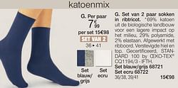 Set van 2 paar sokken in ribtricot