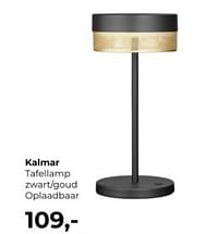 Kalmar tafellamp zwart-goud oplaadbaar-Huismerk - Lampidee