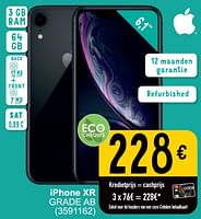 Promoties Apple iphone xr grade ab - Apple - Geldig van 16/07/2024 tot 29/07/2024 bij Cora