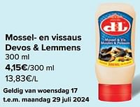 Promoties Mossel- en vissaus devos + lemmens - Devos Lemmens - Geldig van 17/07/2024 tot 29/07/2024 bij Carrefour