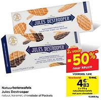 Promoties Natuurboterwafels met pure chocolade - Jules Destrooper - Geldig van 17/07/2024 tot 29/07/2024 bij Carrefour