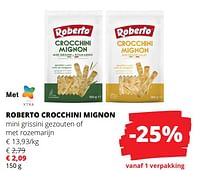 Roberto crocchini mignon mini grissini gezouten of met rozemarijn-ROBERTO 