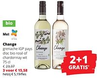 Change grenache igp pays d’oc bio rosé of chardonnay wit-Witte wijnen