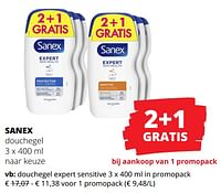 Promoties Douchegel expert sensitive - Sanex - Geldig van 18/07/2024 tot 31/07/2024 bij Spar (Colruytgroup)