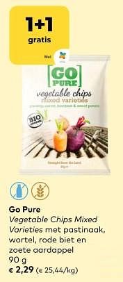 Go pure vegetable chips mixed varieties met pastinaak wortel, rode biet en zoete aardappel-Go pure