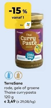 Terrasana rode, gele of groene thaise currypasta-Terrasana