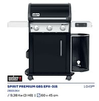 Promoties Gas bbq spirit premium gbs epx-315 - Weber - Geldig van 19/07/2024 tot 30/09/2024 bij Supra Bazar