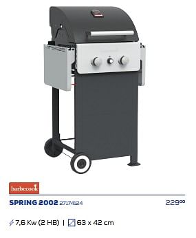 Promoties Gas bbq spring 2002 - Barbecook - Geldig van 19/07/2024 tot 30/09/2024 bij Supra Bazar