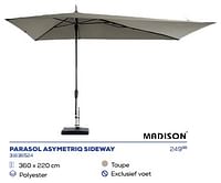 Promoties Parasol asymetriq sideway - Madison - Geldig van 19/07/2024 tot 30/09/2024 bij Supra Bazar