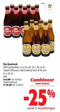 De koninck apa amberbier of tripel d`anvers sterk blond bier-De Koninck