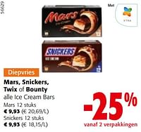 Mars, snickers, twix of bounty alle ice cream bars-Huismerk - Colruyt