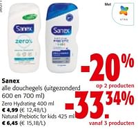 Promoties Sanex alle douchegels - Sanex - Geldig van 17/07/2024 tot 30/07/2024 bij Colruyt
