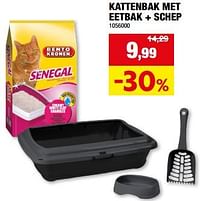 Kattenbak met eetbak + schep-Bento Kronen