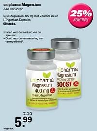 Magnesium 400 mg met vitamine b6 en l-tryptofaan capsules-Unipharma