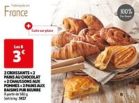 2 croissants + 2 pains au chocolat + 2 chaussons aux pommes + 2 pains aux raisins pur beurre-Huismerk - Auchan