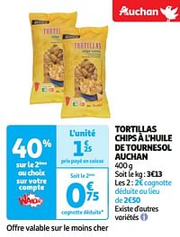 Tortillas chips à l`huile de tournesol auchan-Huismerk - Auchan