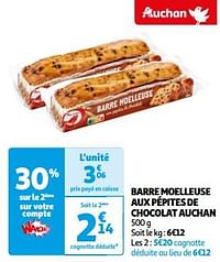 Barre moelleuse aux pépites de chocolat auchan-Huismerk - Auchan