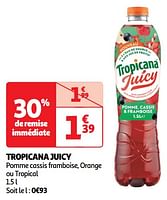 Promoties Tropicana juicy pomme cassis framboise, orange - Tropicana - Geldig van 23/07/2024 tot 04/08/2024 bij Auchan