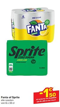 Fanta of sprite -1€50 bij aankoop van 2 pakken-Huismerk - Carrefour Express