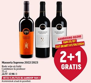 Masseria supreno 2022-2023 rode wijn uit italië