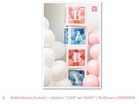 Promoties Ballondozen + stickers love en “baby - Huismerk - Ava - Geldig van 20/07/2024 tot 31/12/2024 bij Ava