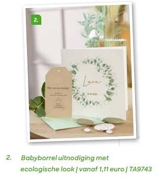 Promoties Babyborrel uitnodiging met ecologische look - Huismerk - Ava - Geldig van 20/07/2024 tot 31/12/2024 bij Ava