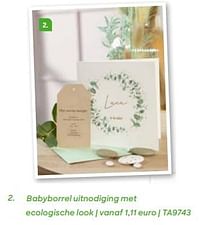 Babyborrel uitnodiging met ecologische look-Huismerk - Ava