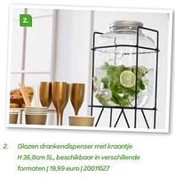 Promoties Glazen drankendispenser met kraantje - Huismerk - Ava - Geldig van 20/07/2024 tot 31/12/2024 bij Ava