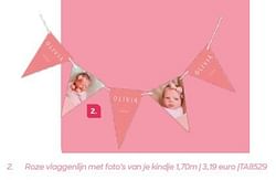 Roze vlaggenlijn met foto’s van je kindje