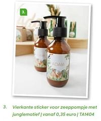 Vierkante sticker voor zeeppompje met junglemotief-Huismerk - Ava