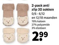 2-pack anti slip 3d sokken-Huismerk - Wibra