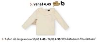 T-shirt rib lange mouw-Huismerk - Wibra