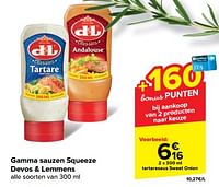 Promoties Tartaresaus sweet onion - Devos Lemmens - Geldig van 24/07/2024 tot 30/07/2024 bij Carrefour