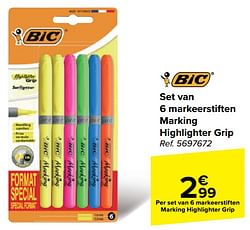 Set van 6 markeerstiften marking highlighter grip