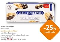 Promoties Jules destrooper natuurboterwafels met een laagje pure chocolade - Jules Destrooper - Geldig van 17/07/2024 tot 30/07/2024 bij OKay