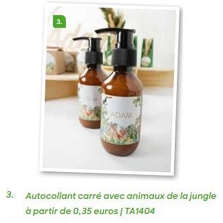 Promotions Autocollant carré avec animaux de la jungle - Produit Maison - Ava - Valide de 20/07/2024 à 31/12/2024 chez Ava