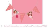 Promotions Guirlande fanions blanc-rose multi-photos - Produit Maison - Ava - Valide de 20/07/2024 à 31/12/2024 chez Ava