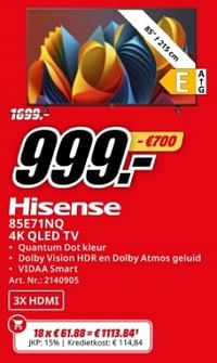 Hisense 85e71nq 4k qled tv-Hisense
