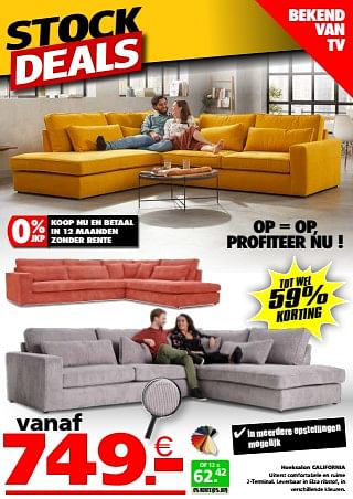 Promoties Hoeksalon california - Huismerk - Seats and Sofas - Geldig van 02/09/2024 tot 30/09/2024 bij Seats and Sofas