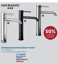 Verhoogde wastafelkraan maddi zwart-Mio Bagno